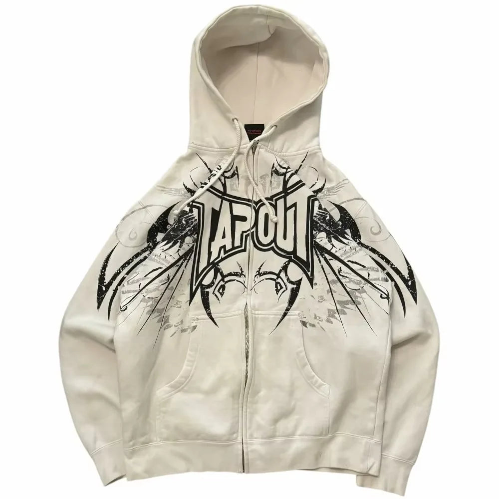 Gothic Retro Letter Zip Hoodie