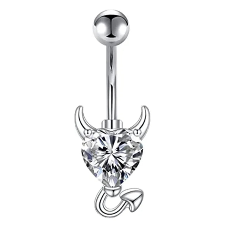 Butterfly Heart Dangle Gothic Belly Ring