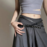 Punk Gothic Cowboy Double Loop Rivet Belt