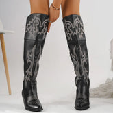 Western Knee High Side Zipper Gothic Boot
