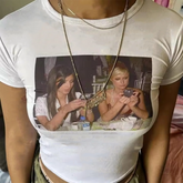 Gothic Star Print Crop Cotton T-shirt