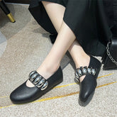 White Ballet Flats Comfortable Metal Button Espadrilles Flat