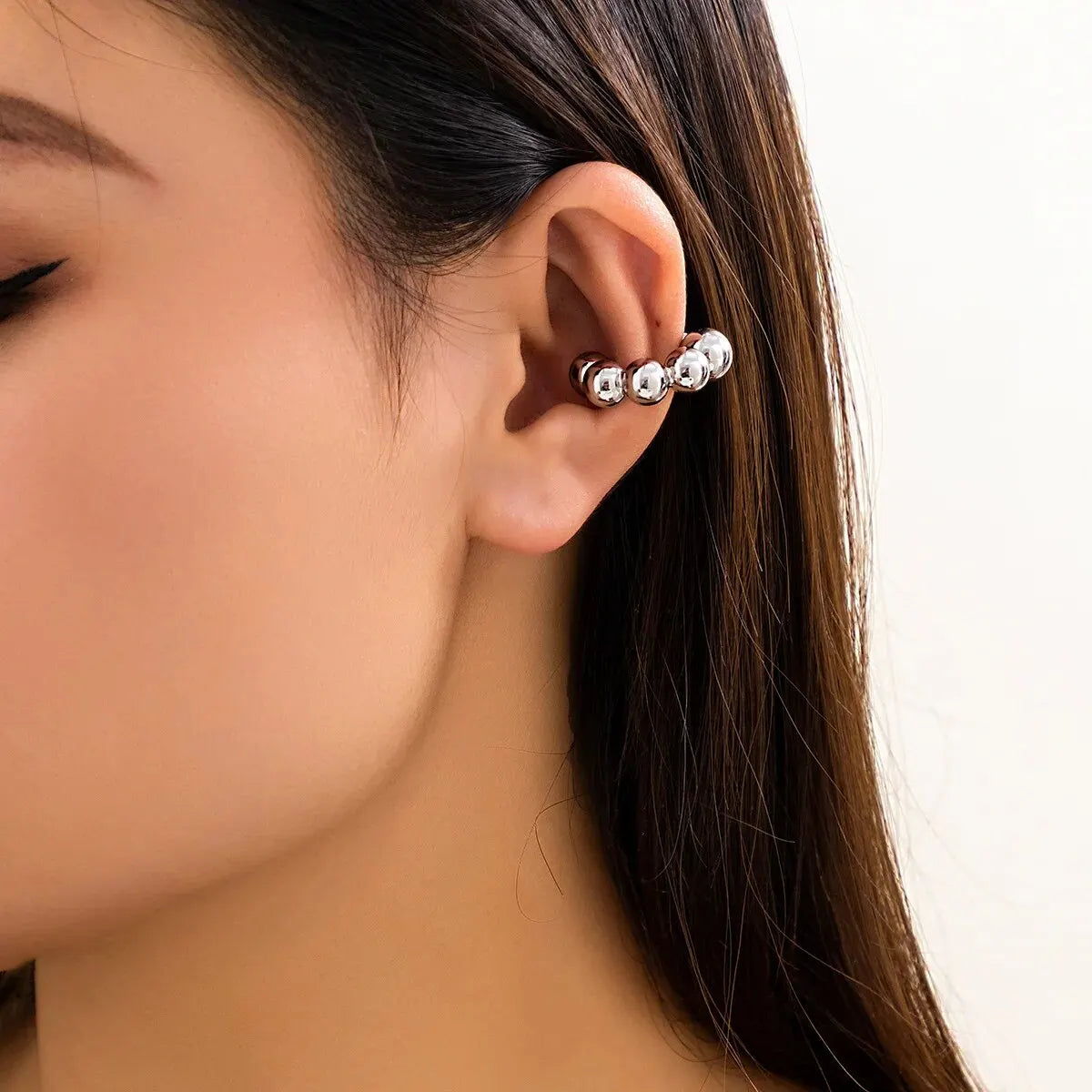 Gothic Round Glossy No Piercing Clip Earring