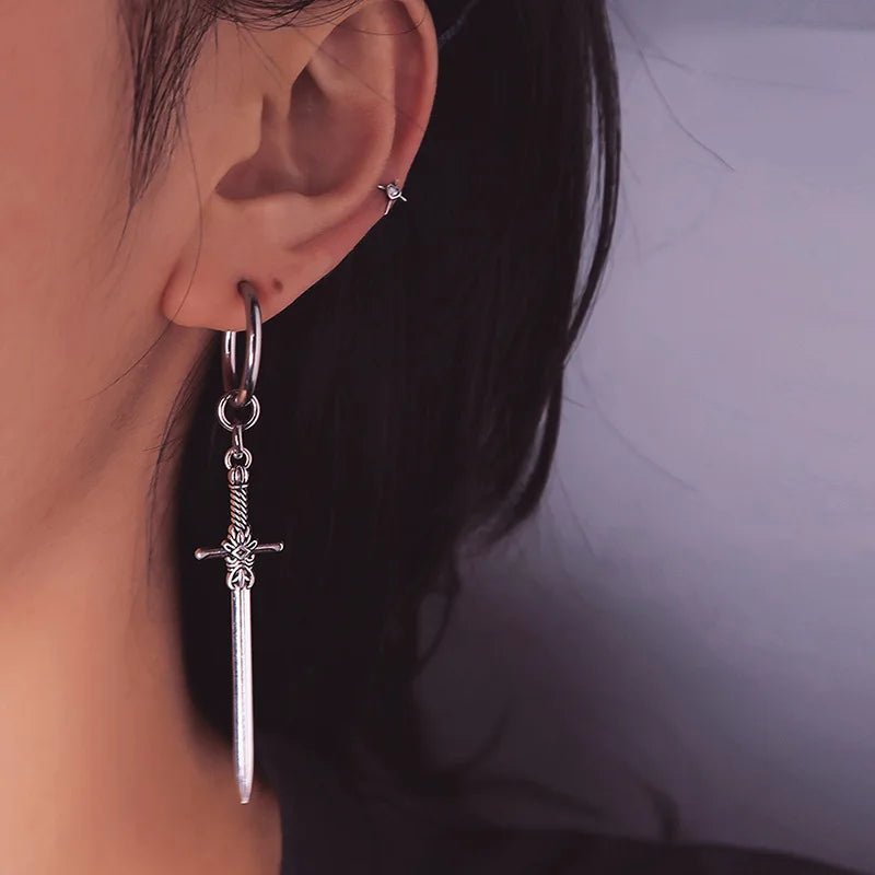 Gothic Vintage Sword Cross Dagger Earring