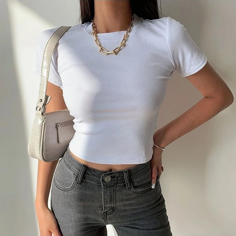 Simple Casual Solid Crop Top