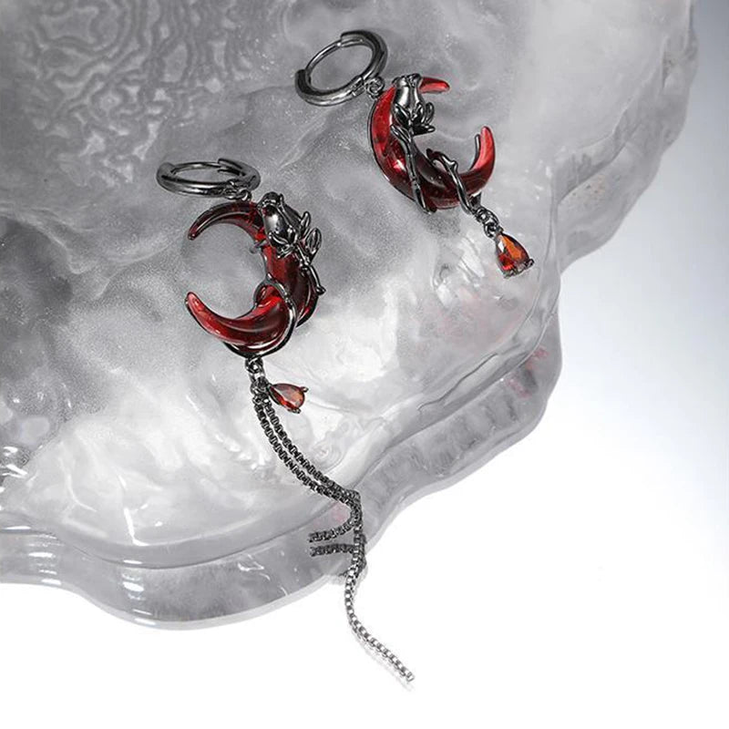 Gothic Black Skull Awl Rock Statement Earring
