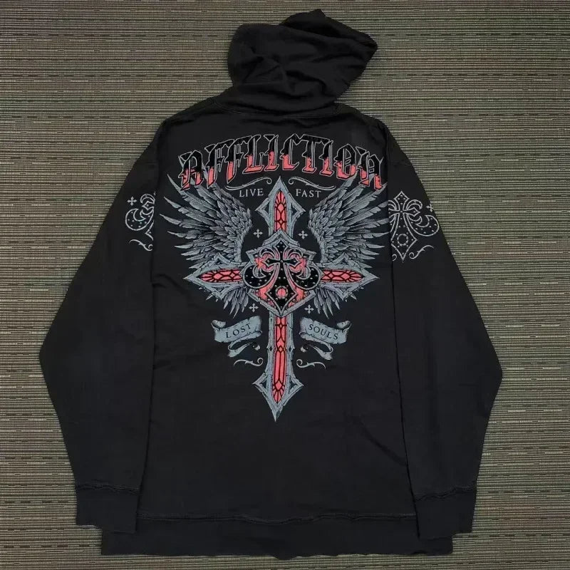Gothic Retro Pattern Zipper Hoodie