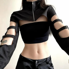 Cyberpunk Hollow Out Mesh Top