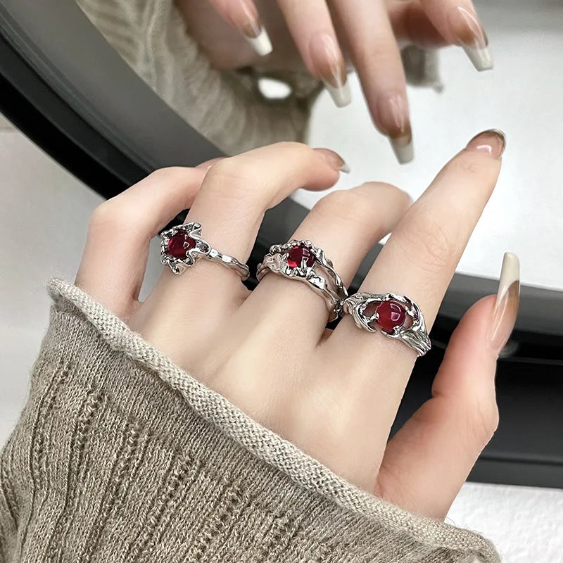 Y2K Gothic Irregular Stone Animal Ring