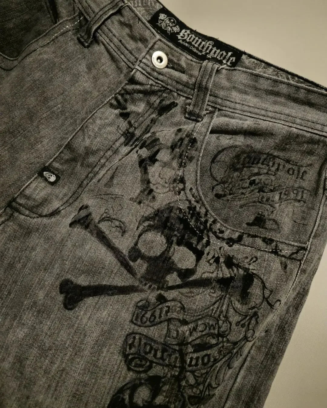 Gothic Skull Print High Waist Pant