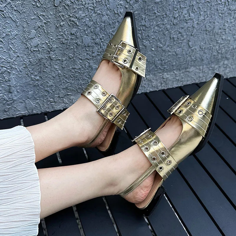 Big Size 43 Fashion Shallow Slingbacks Pointed Toe Flat