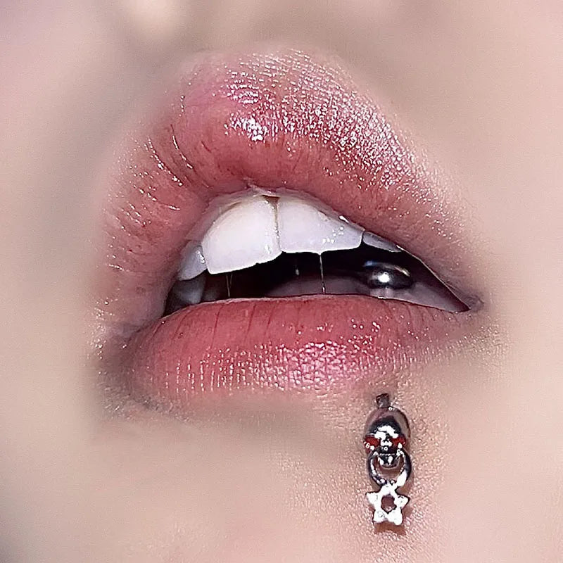 Blue Butterfly Delicate Titanium Steel Lip Stud