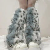 Gothic Leopard Plush Fur Leg Sock
