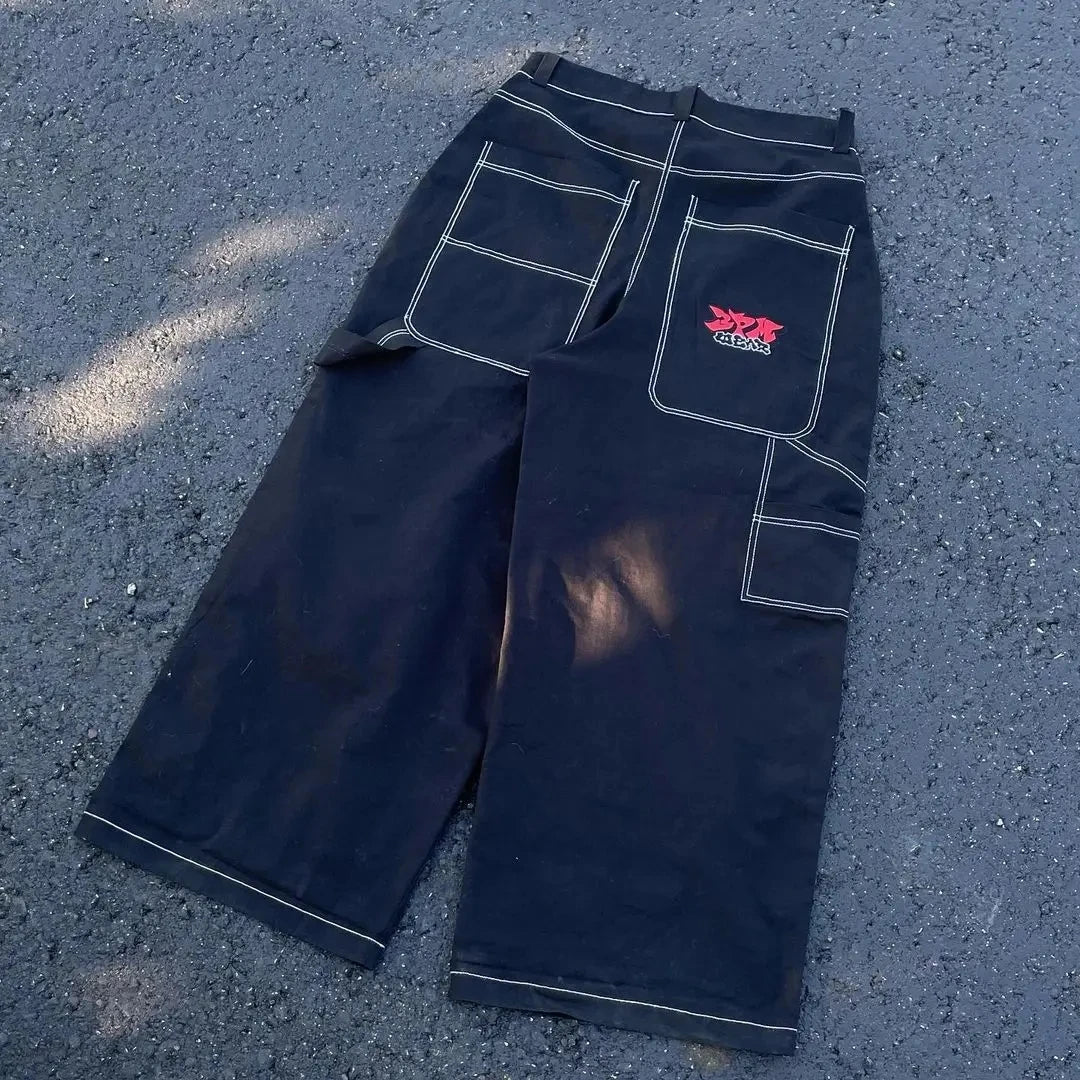Hip Hop Gothic Punk Embroidery Denim Pant