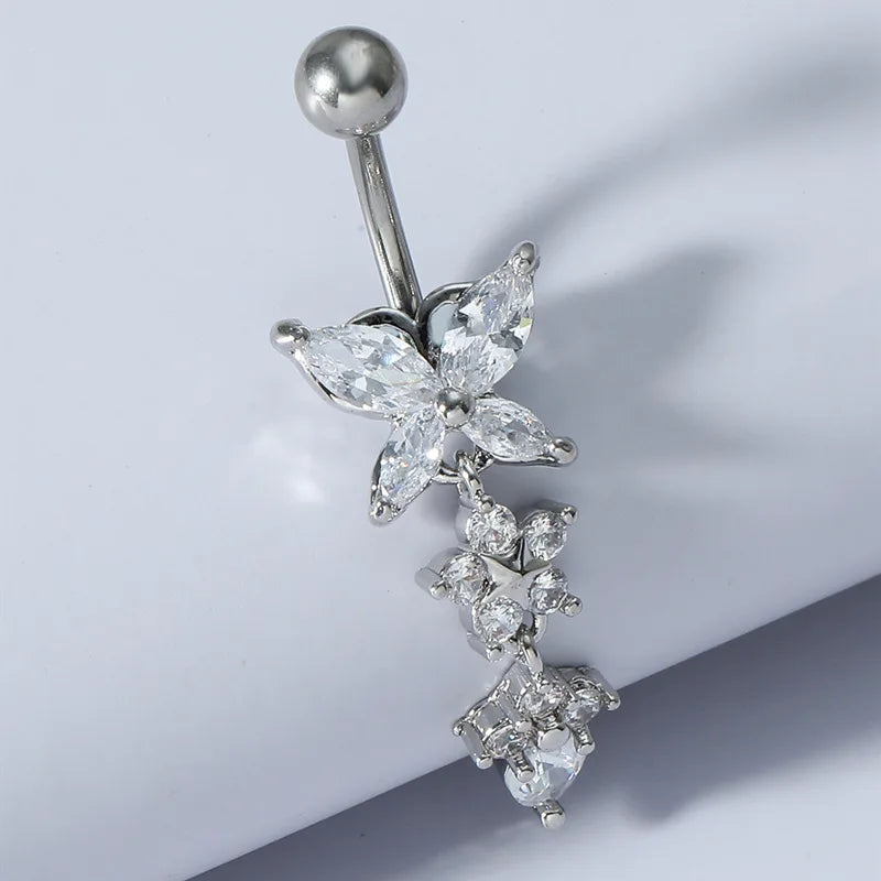 Butterfly Heart Dangle Gothic Belly Ring