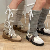 Gothic Bow Tie Strap Knitted Sock