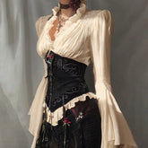 Gothic Batwing Sleeve V-Neck Blouse