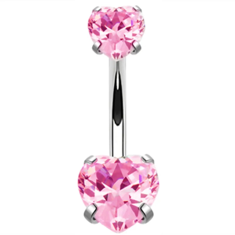 Heart Crystal Dangle Gothic Belly Ring