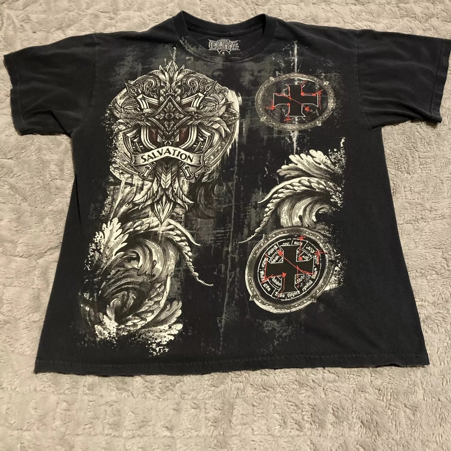 Red Letter Print Gothic Cotton T-shirt