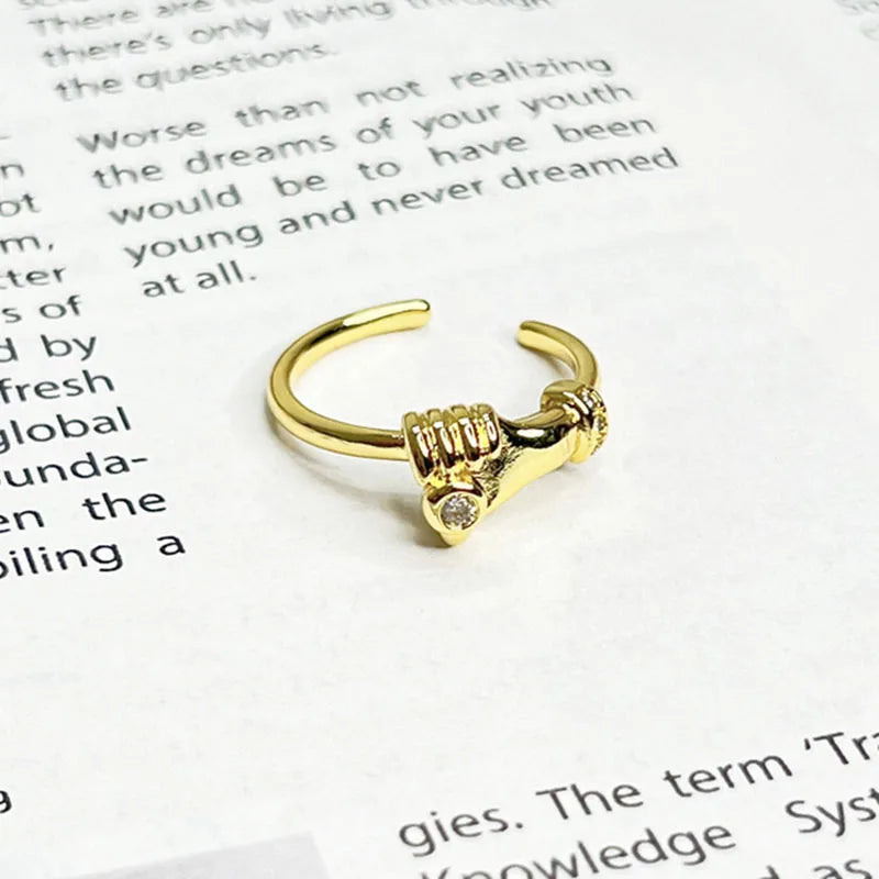 Creative Couple Handshake Gothic Ring