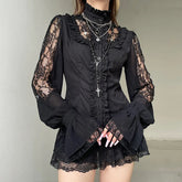 Slim Fit Lace Panel Blouse