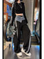 Black Gothic Skirt Parachute Denim Pant
