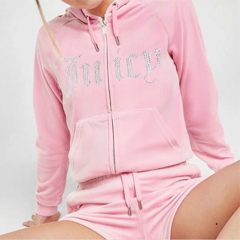 Gothic Rhinestone Zip Hoodie