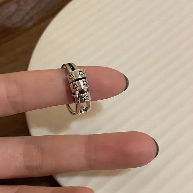 Geometric Star Pentagram Gothic Ring