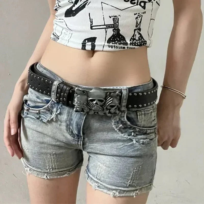 Punk Gothic Skull Hand Leather Belt