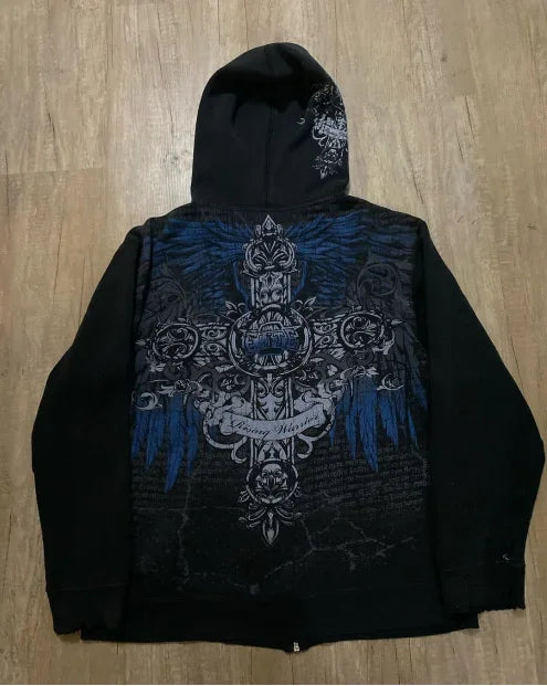 Gothic Print Pullover Sweater