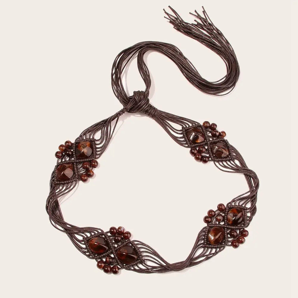 Boho Gothic Beach Braided Waist Rope Belt