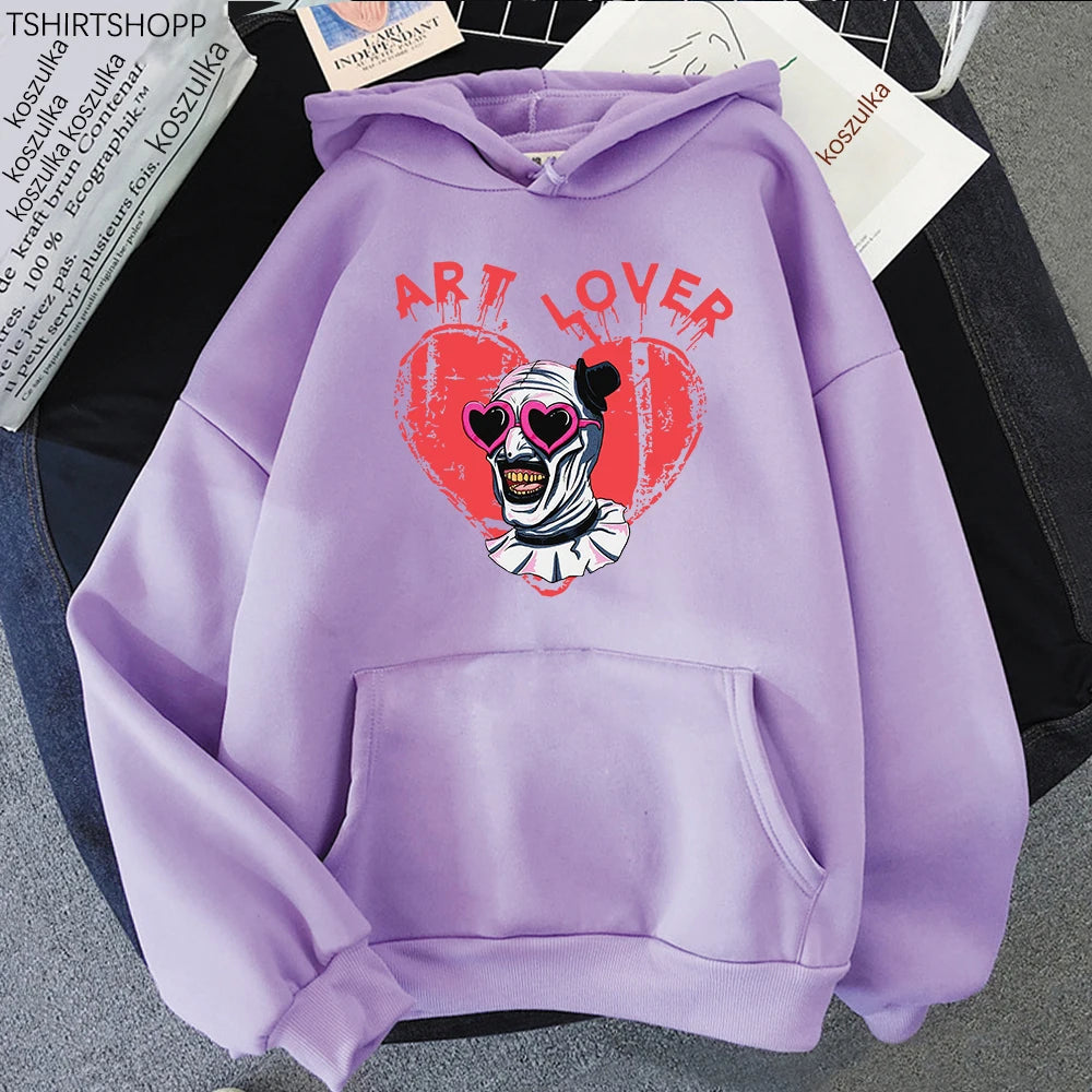 Gothic Clown Graphic Pullover Hoodie