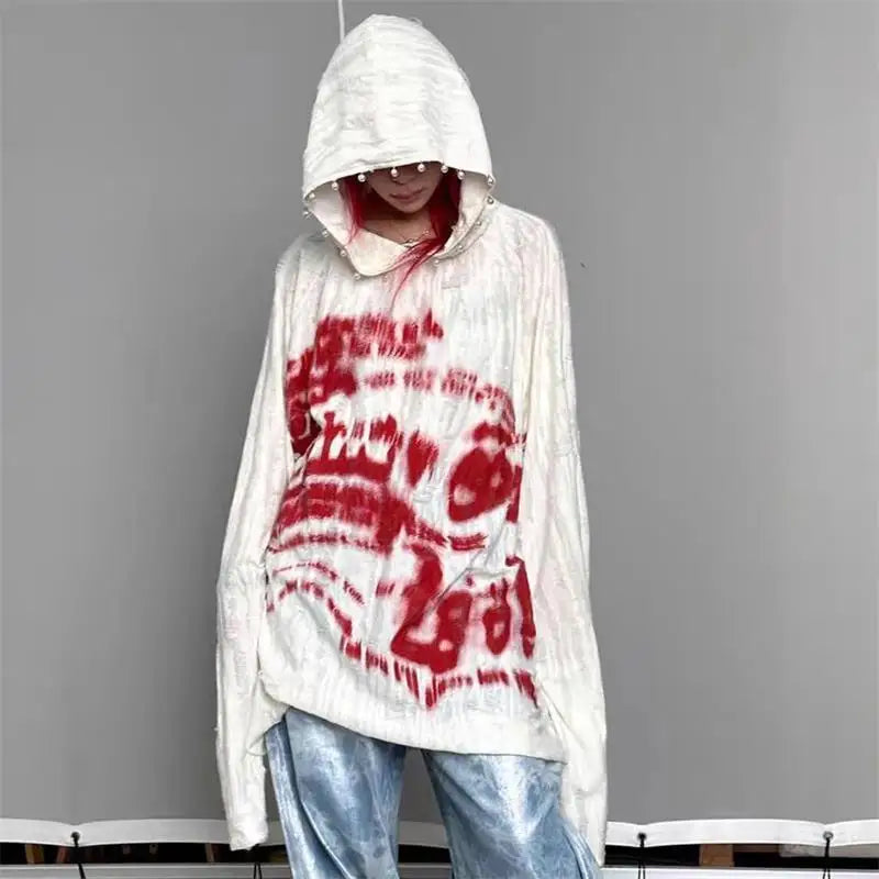 Gothic Grunge Hole Design Hoodie