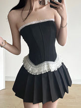 Bow Lace Trim Vintage Slash Neck Crop Top