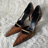 Snake Skin Gothic Pointed Thin Heel High Heel