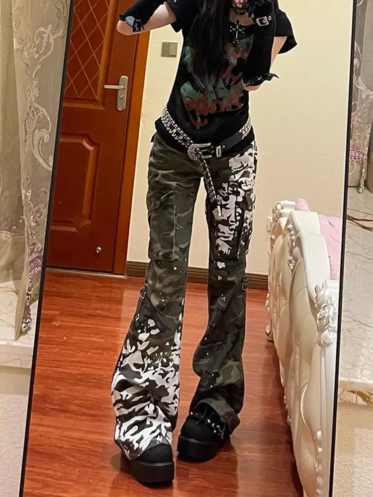 Printed Gothic Dragon Flared Pant