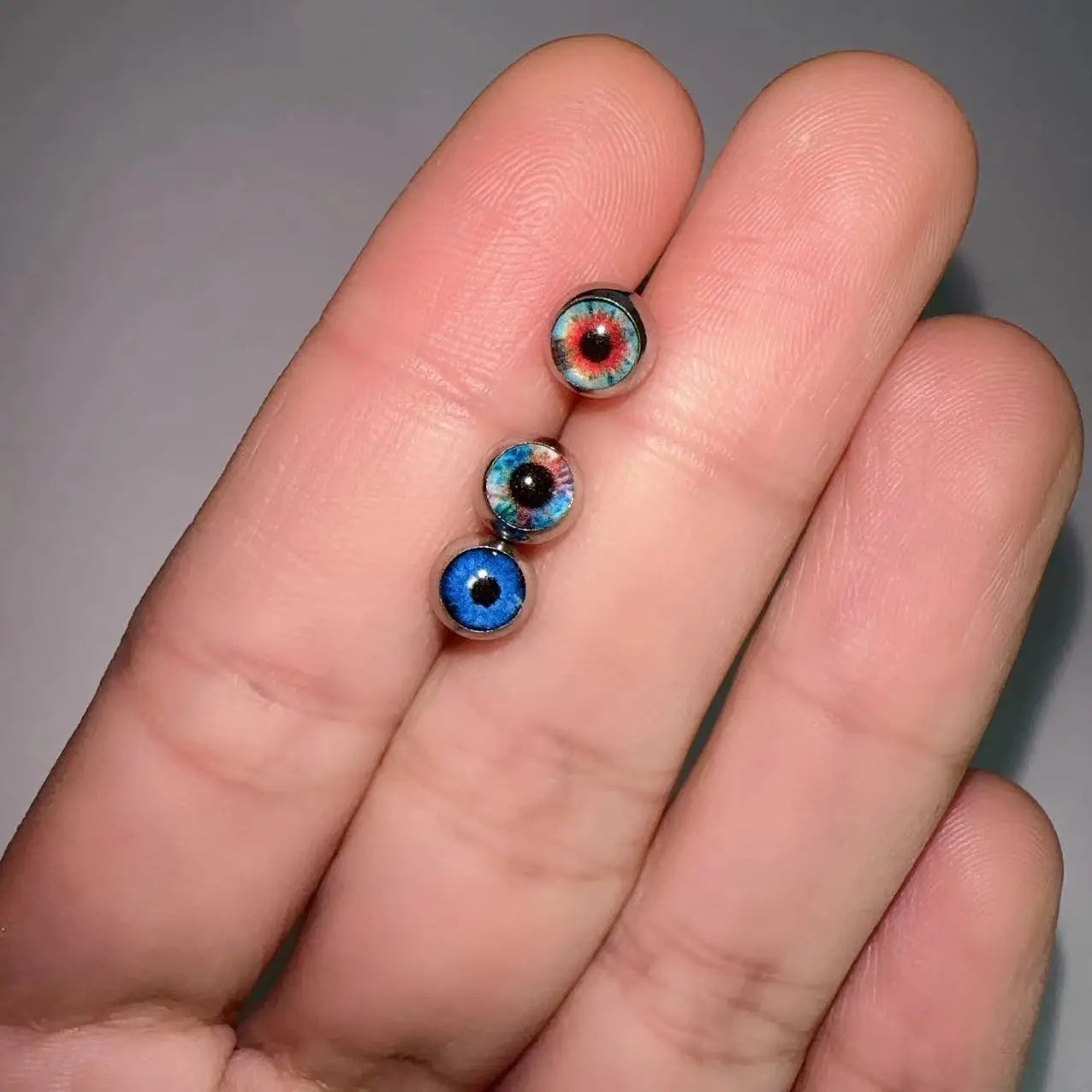 Magic Pupil Glued Eye Stainless Steel Tongue Ring