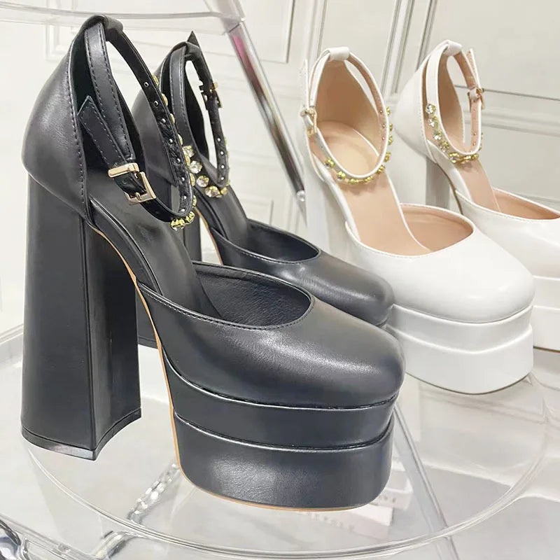 Retro Mary Jane Chunky Gothic High Heel