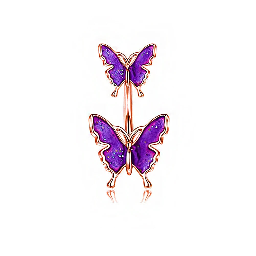 Gothic Butterfly Pendant Belly Ring