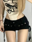 Lace-Up Skinny Denim Short