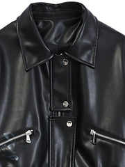 Long Sleeve Faux Leather Jacket