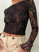 Floral Lace Long Sleeve Y2K Crop Top