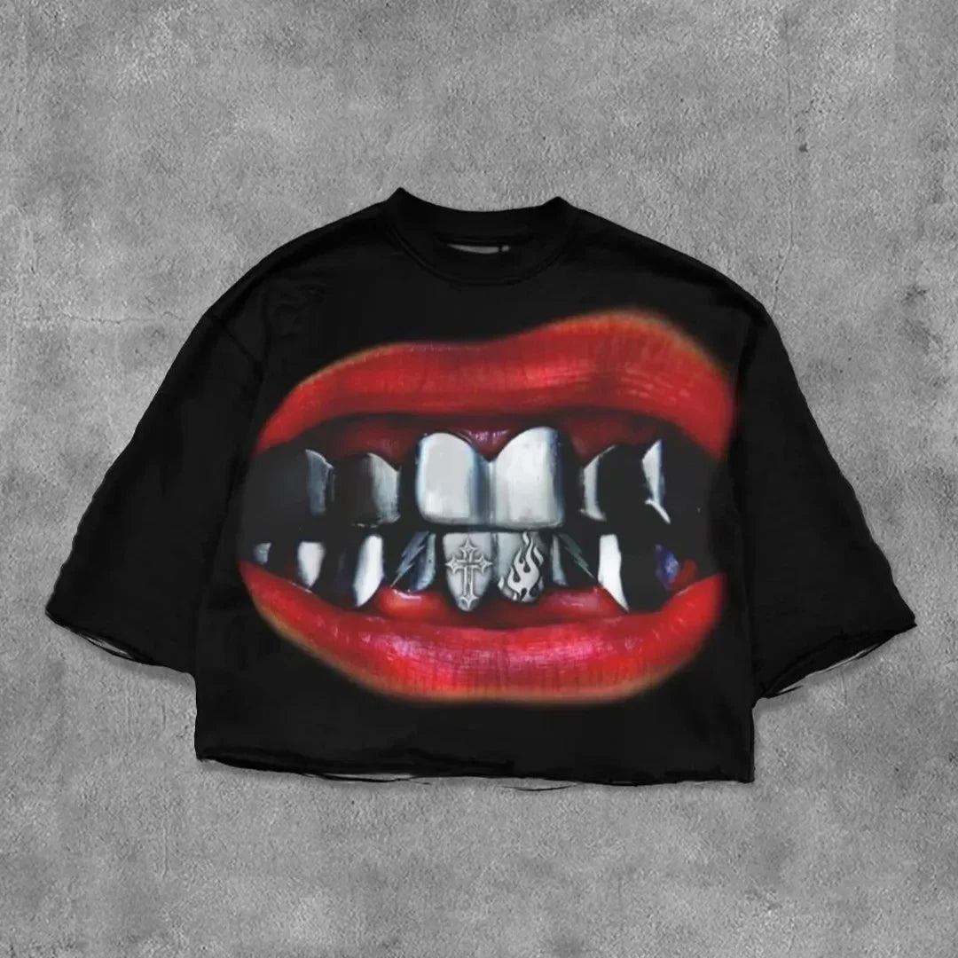 Gothic Teeth Graphic Cotton T-shirt