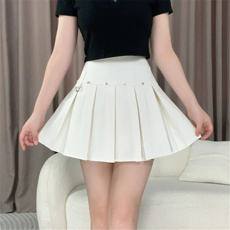 Rivet Pleated A-line Street Skirt