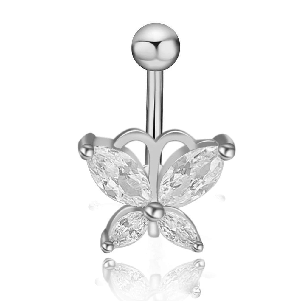 Butterfly Heart Dangle Gothic Belly Ring