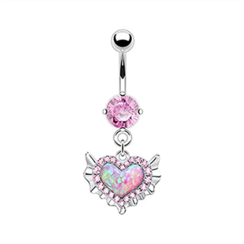 Butterfly Heart Dangle Gothic Belly Ring