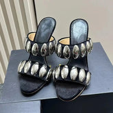 Metal Decor Gothic Suede Slippers High Heel