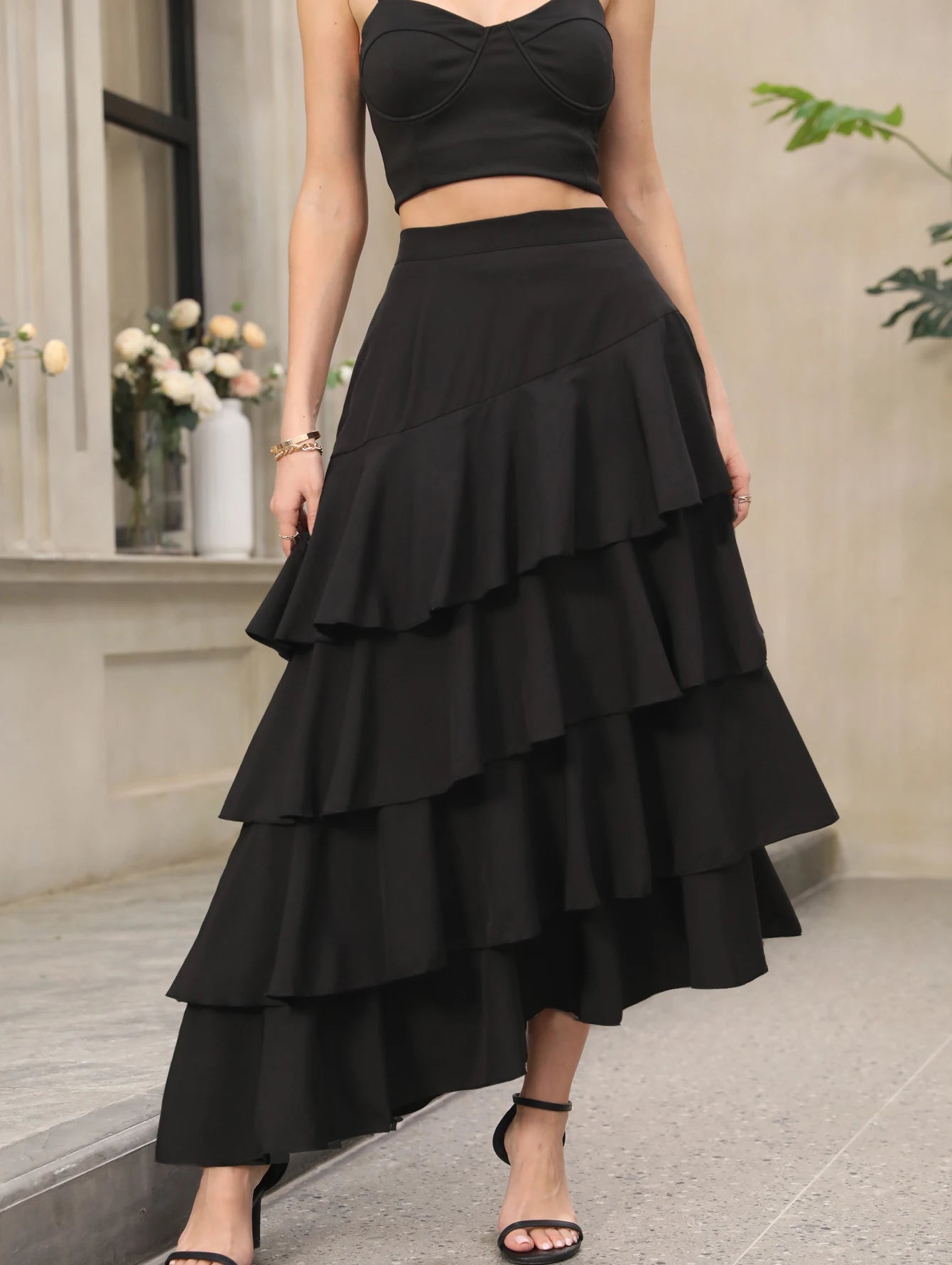 Hi-Lo Tulle Elastic Waist Skirt
