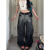 Rhinestone Low Waist Pants