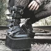 Chunky Heeled Knee High Motorcycle Gothic Boot